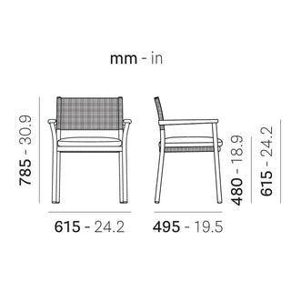 Pedrali Guinea 3695 aluminium chair with seat and backrest in waterproof textile mesh and cushion