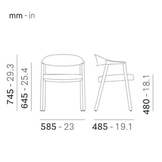 Pedrali Héra 2865 wood armchair with upholstered seat