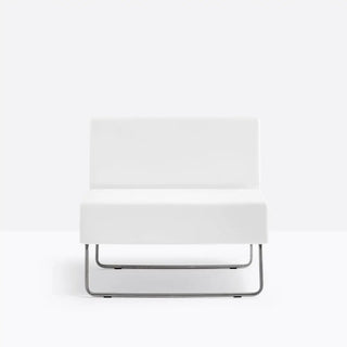 Pedrali Host Lounge 790 polyethylene lounge chair with stainless steel sled frame Brushed stainless AC White BI - Buy now on ShopDecor - Discover the best products by PEDRALI design