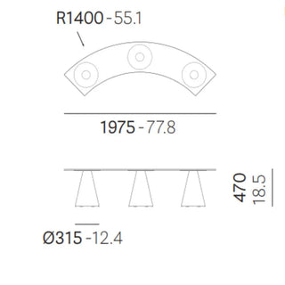Pedrali Ikon Bench B863_1C curved bench