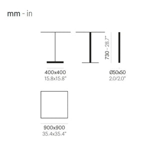 Pedrali Inox 4402 table base with square base 40x40 cm. - 15.75x15.75 in.