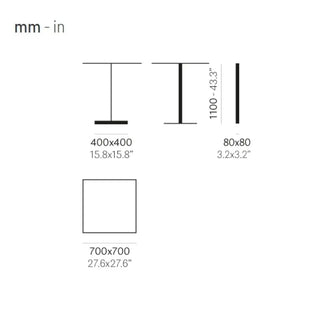 Pedrali Inox 4444 H1080 REG high table base with square base 40x40 cm. - 15.75x15.75 in. - Buy now on ShopDecor - Discover the best products by PEDRALI design