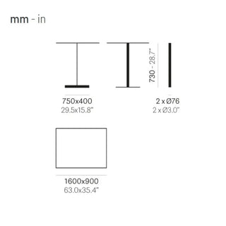 Pedrali Inox 4461 REG table base with rectangular base 75x40 cm - 29.53x15.75 in.