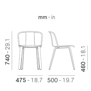 Pedrali Jamaica 2910 ash chair with steel backrest - Buy now on ShopDecor - Discover the best products by PEDRALI design