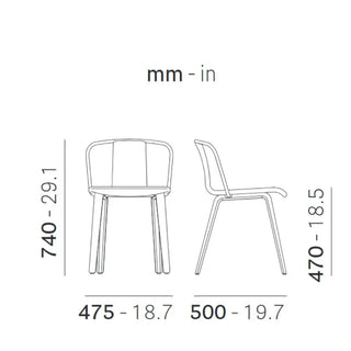 Pedrali Jamaica 2911 upholstered chair with ash legs and steel backrest - Buy now on ShopDecor - Discover the best products by PEDRALI design