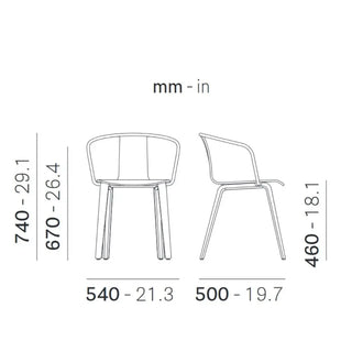 Pedrali Jamaica 2915 ash armchair with steel backrest