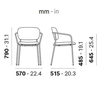 Pedrali Jazz 3704 upholstered armchair with steel frame