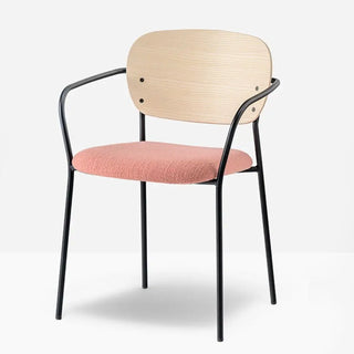 Pedrali Jazz 3705 upholstered armchair with ash backrest and steel frame