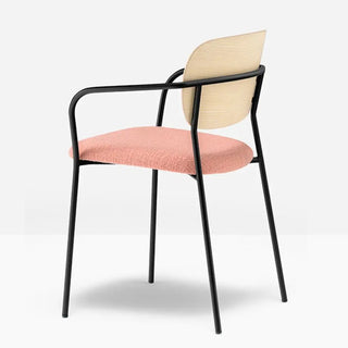 Pedrali Jazz 3705 upholstered armchair with ash backrest and steel frame