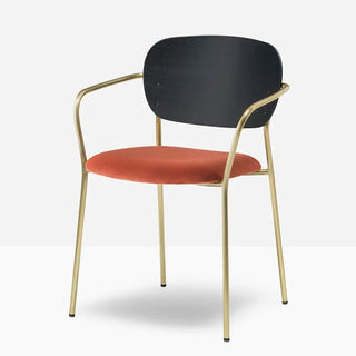 Pedrali Jazz 3705 upholstered armchair with ash backrest and steel frame
