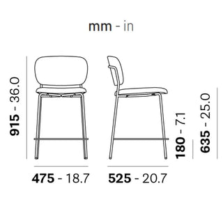 Pedrali Jazz upholstered stool with steel frame
