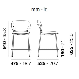 Pedrali Jazz upholstered stool with ash backrest and steel frame