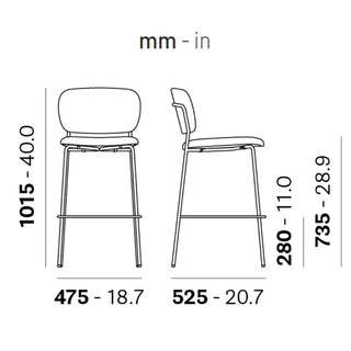 Pedrali Jazz upholstered stool with steel frame