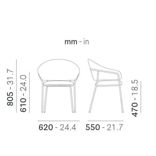 Pedrali Jazz 3716 upholstered armchair with steel frame