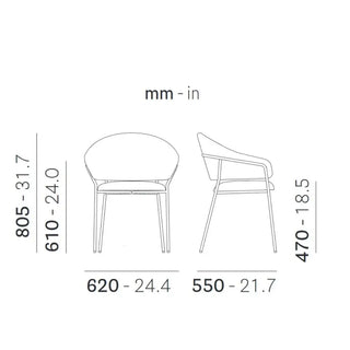 Pedrali Jazz 3716 upholstered armchair with steel frame