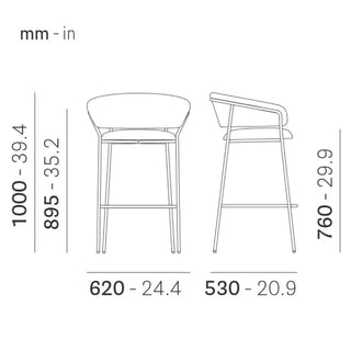 Pedrali Jazz upholstered lounge stool with steel frame