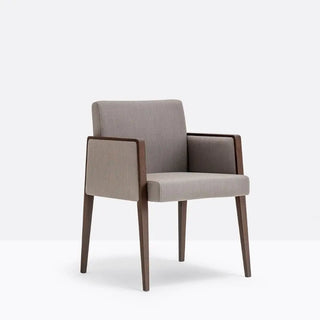 Pedrali Jil 525 upholstered armchair with oak wood frame