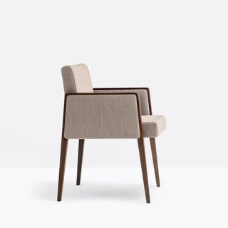 Pedrali Jil 525 upholstered armchair with oak wood frame