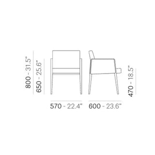 Pedrali Jil 525 upholstered armchair with oak wood frame