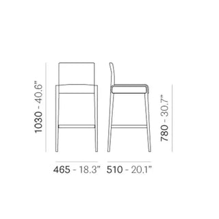 Pedrali Jil 526 upholstered stool with oak wood frame