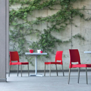 Pedrali Joi 870 chair with polypropylene shell and anodized aluminium frame