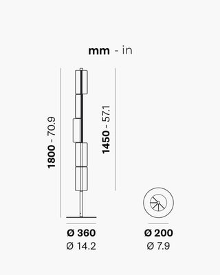 Pedrali Kawara L010T floor lamp with adjustable modules