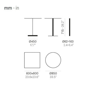 Pedrali Krystal table base h. 71.5 cm - 28.15 in