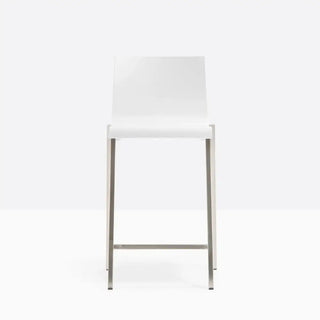 Pedrali Kuadra stool with technopolymer shell and square steel frame