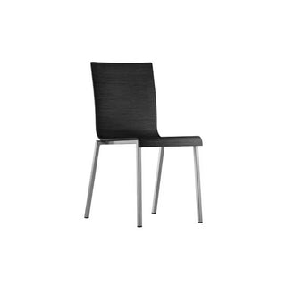 Pedrali Kuadra 1321 chair with oak shell and square steel frame Chromed CR Black aniline oak AN - Buy now on ShopDecor - Discover the best products by PEDRALI design