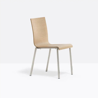 Pedrali Kuadra 1321 chair with oak shell and square steel frame