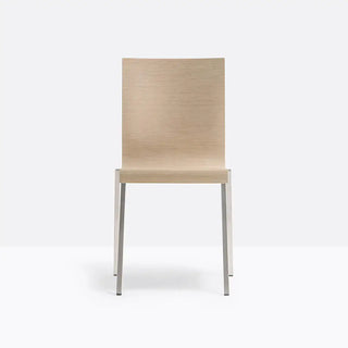 Pedrali Kuadra 1321 chair with oak shell and square steel frame Chromed CR Oak RS - Buy now on ShopDecor - Discover the best products by PEDRALI design