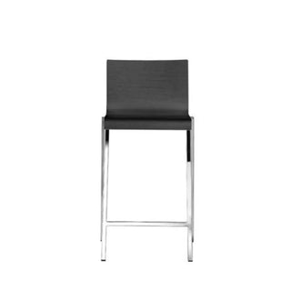 Pedrali Kuadra stool with oak shell and square steel frame Chromed CR Black aniline oak AN 65 cm - Buy now on ShopDecor - Discover the best products by PEDRALI design