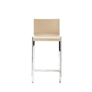 Pedrali Kuadra stool with oak shell and square steel frame