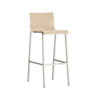Pedrali Kuadra stool with oak shell and square steel frame