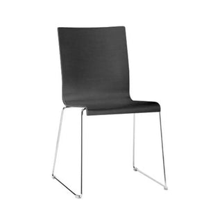 Pedrali Kuadra 1328 chair with oak shell and steel sled frame