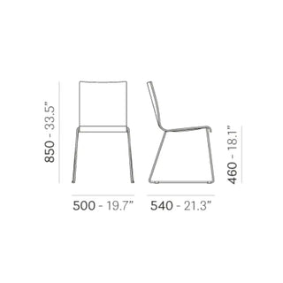 Pedrali Kuadra 1328 chair with oak shell and steel sled frame