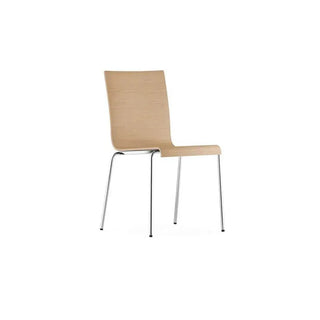 Pedrali Kuadra 1331 chair with oak shell and round steel frame