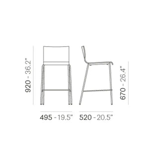 Pedrali Kuadra stool with oak shell and round steel frame