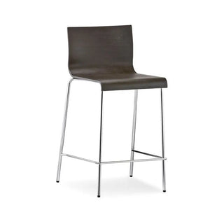 Pedrali Kuadra stool with oak shell and round steel frame