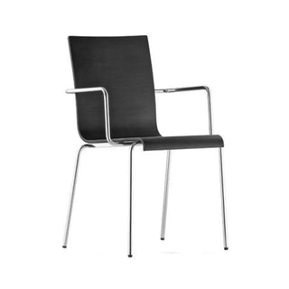Pedrali Kuadra 1335 armchair with oak shell and round steel frame Chromed CR Black aniline oak AN - Buy now on ShopDecor - Discover the best products by PEDRALI design