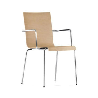 Pedrali Kuadra 1335 armchair with oak shell and round steel frame Chromed CR Oak RS - Buy now on ShopDecor - Discover the best products by PEDRALI design