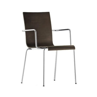 Pedrali Kuadra 1335 armchair with oak shell and round steel frame