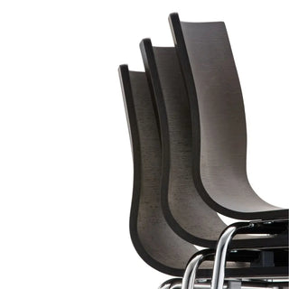 Pedrali Kuadra stool with oak shell and round steel frame