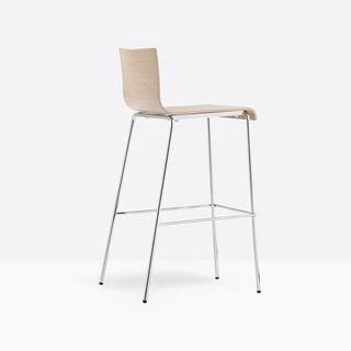 Pedrali Kuadra stool with oak shell and round steel frame - Buy now on ShopDecor - Discover the best products by PEDRALI design