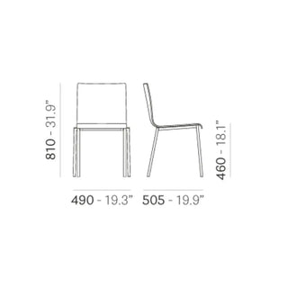 Pedrali Kuadra XL 2401 chair with technopolymer shell and square steel frame - Buy now on ShopDecor - Discover the best products by PEDRALI design