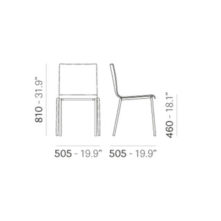 Pedrali Kuadra XL 2403 chair with technopolymer shell and round steel frame