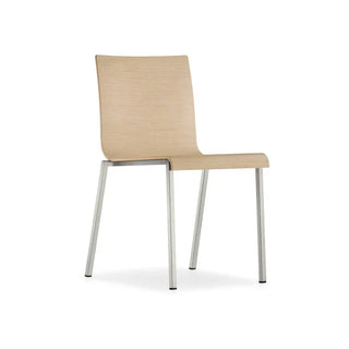 Pedrali Kuadra XL 2411 chair with oak shell and square steel frame