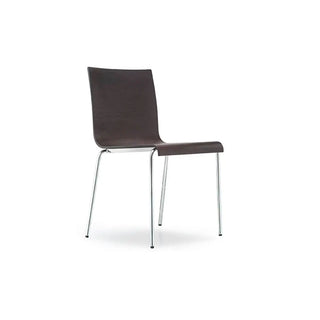 Pedrali Kuadra XL 2413 chair with oak shell and round steel frame