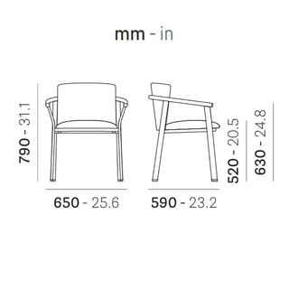 Pedrali Lamorisse 3684 aluminium chair with removable cushion