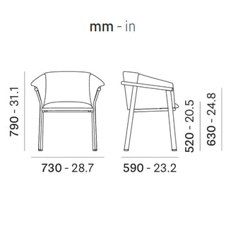 Pedrali Lamorisse 3685 aluminium armchair with removable cushion